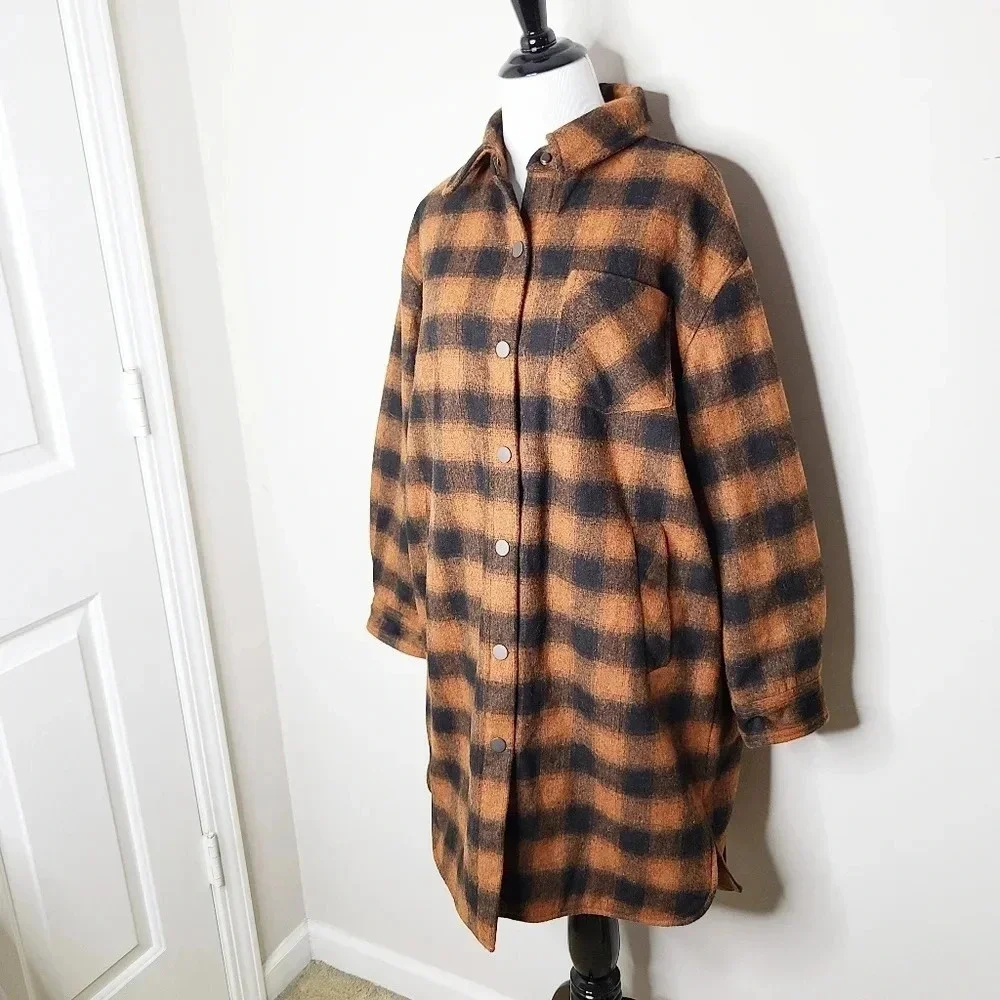NWT See U Soon Plaid Wool Shacket Style Coat S